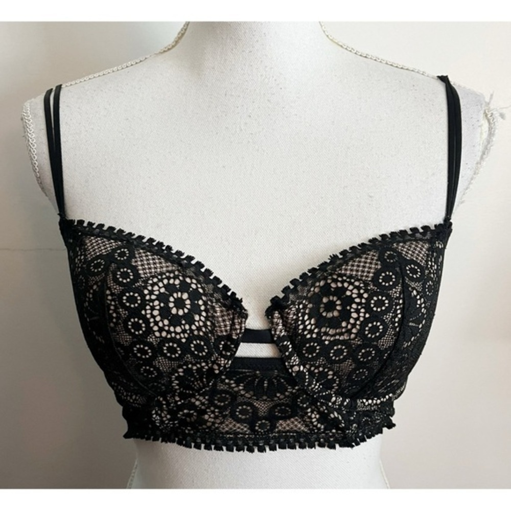 Aerie • Black Lace Balconette Bra